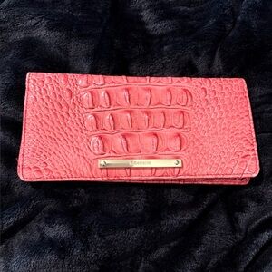 Brahmin Salmon Croc-Embossed Wallet with Gold Accent